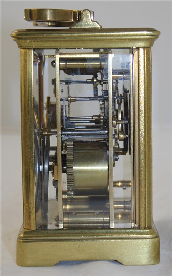 A French gilt brass carriage clock, 17cm